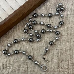 Silver and Black Pearl Necklace